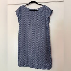 Joie 100% Silk Blue Print Shift Dress Size L